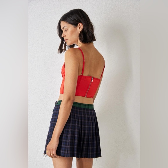 NWOT Urban outfitters UO Lexi Satin Cowl Corset Top Red Satin - Picture 9 of 9